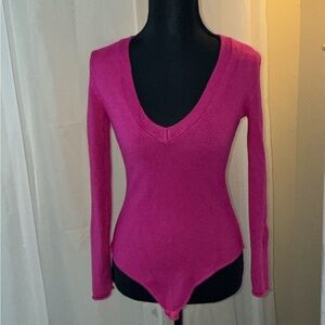 Zara Fuchsia V-Neck Bodysuit